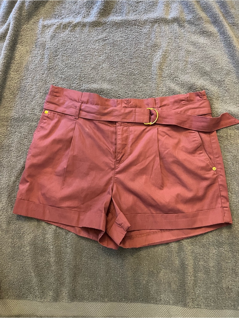 LOFT Dusty Rose High-Waist Belted Shorts
